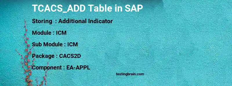 SAP TCACS_ADD table
