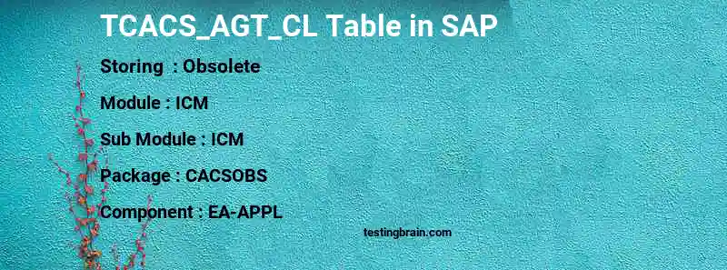 SAP TCACS_AGT_CL table