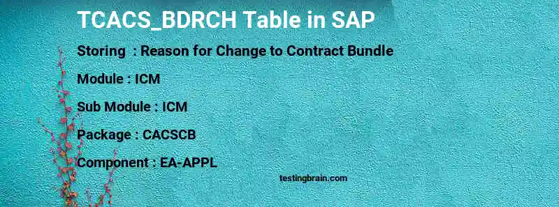 SAP TCACS_BDRCH table