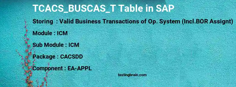 SAP TCACS_BUSCAS_T table