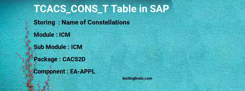 SAP TCACS_CONS_T table