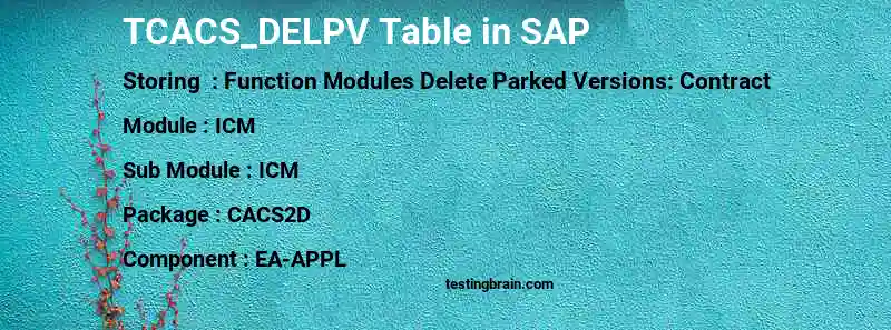 SAP TCACS_DELPV table