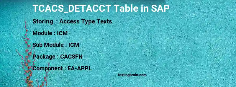 SAP TCACS_DETACCT table