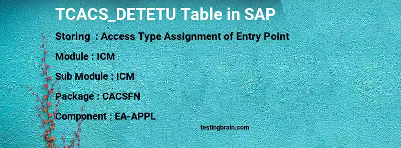 SAP TCACS_DETETU table