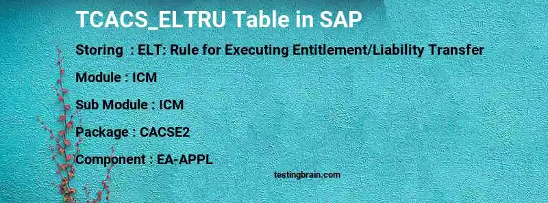 SAP TCACS_ELTRU table