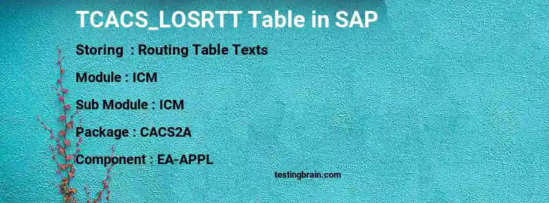 SAP TCACS_LOSRTT table