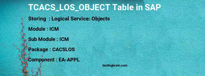 SAP TCACS_LOS_OBJECT table