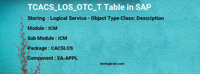 SAP TCACS_LOS_OTC_T table