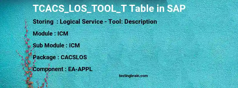 SAP TCACS_LOS_TOOL_T table