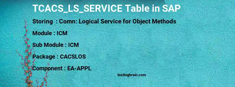 SAP TCACS_LS_SERVICE table