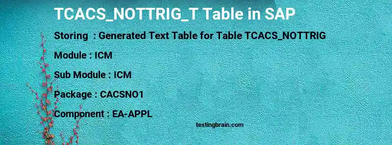 SAP TCACS_NOTTRIG_T table