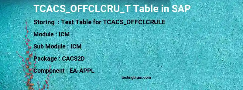SAP TCACS_OFFCLCRU_T table