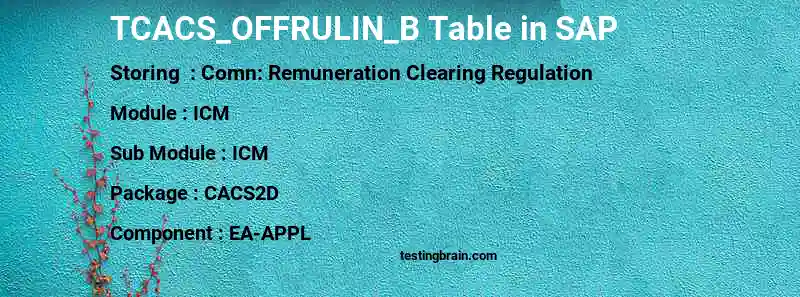 SAP TCACS_OFFRULIN_B table