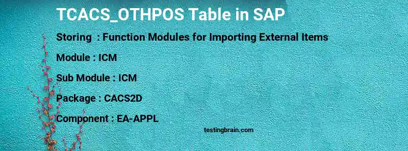 SAP TCACS_OTHPOS table