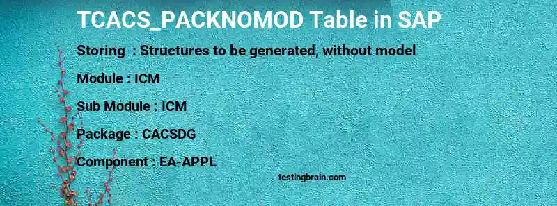 SAP TCACS_PACKNOMOD table