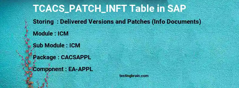 SAP TCACS_PATCH_INFT table