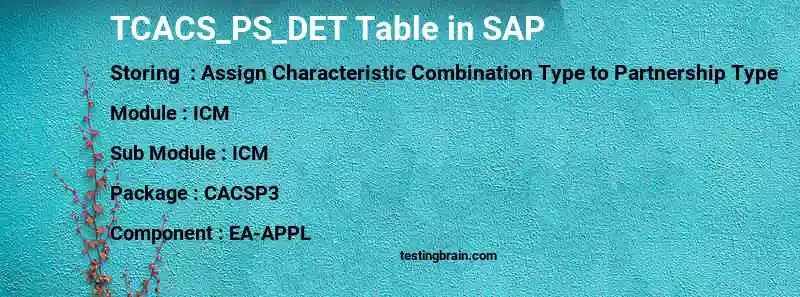 SAP TCACS_PS_DET table