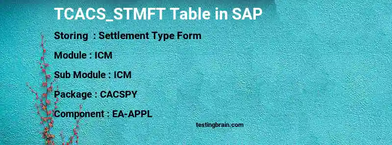 SAP TCACS_STMFT table