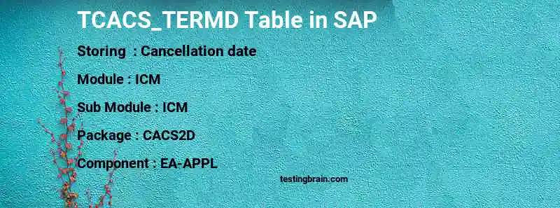 SAP TCACS_TERMD table
