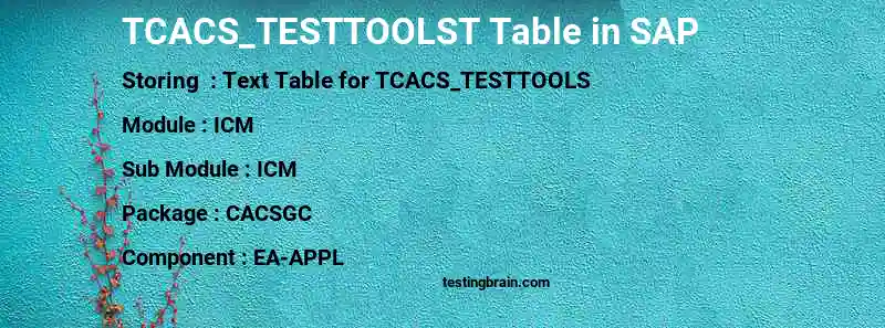 SAP TCACS_TESTTOOLST table