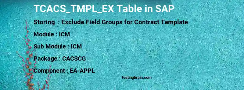 SAP TCACS_TMPL_EX table
