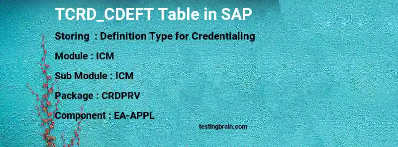 SAP TCRD_CDEFT table