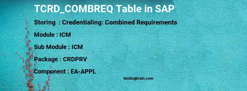 SAP TCRD_COMBREQ table