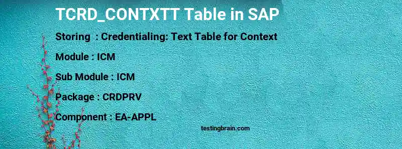 SAP TCRD_CONTXTT table