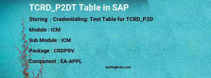 SAP TCRD_P2DT table