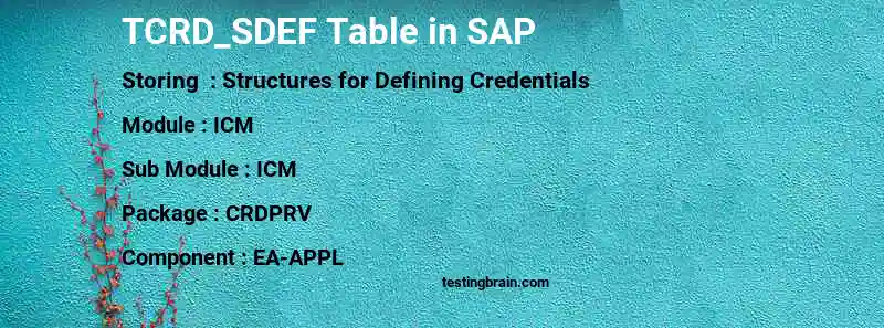 SAP TCRD_SDEF table
