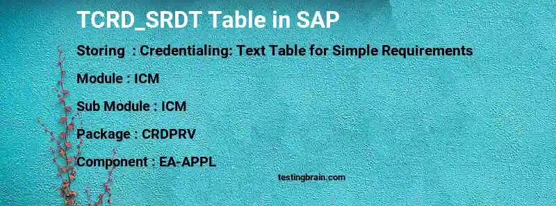 SAP TCRD_SRDT table