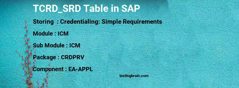 SAP TCRD_SRD table