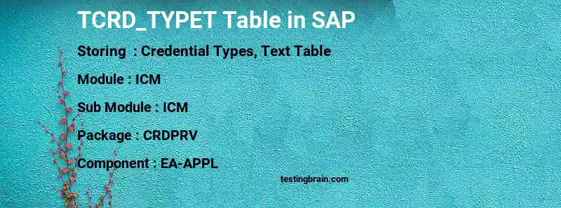 SAP TCRD_TYPET table