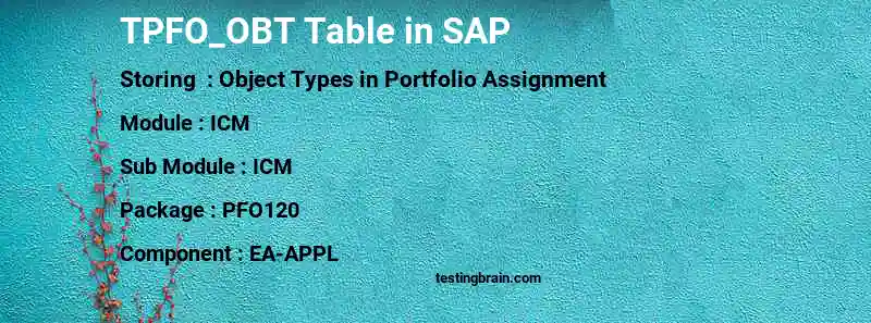 SAP TPFO_OBT table
