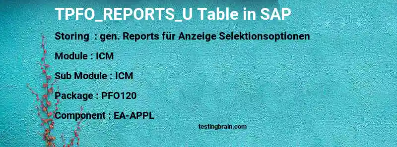 SAP TPFO_REPORTS_U table