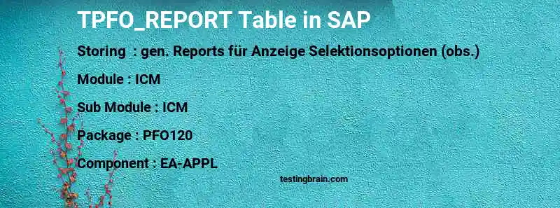 SAP TPFO_REPORT table