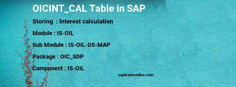 SAP OICINT_CAL table