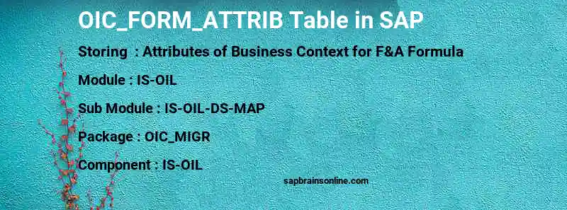 SAP OIC_FORM_ATTRIB table