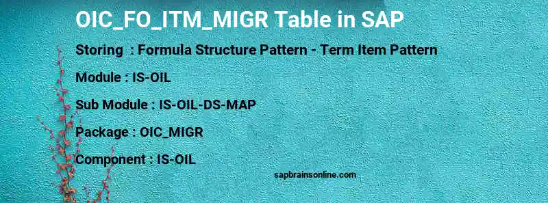 SAP OIC_FO_ITM_MIGR table