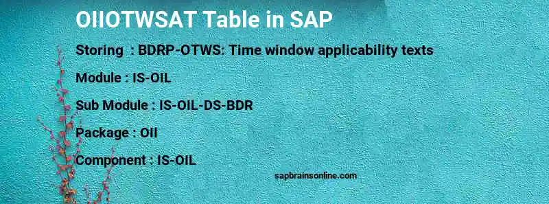 SAP OIIOTWSAT table