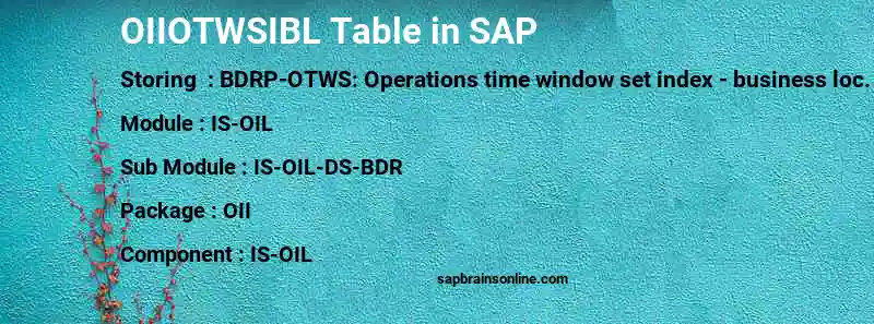 SAP OIIOTWSIBL table