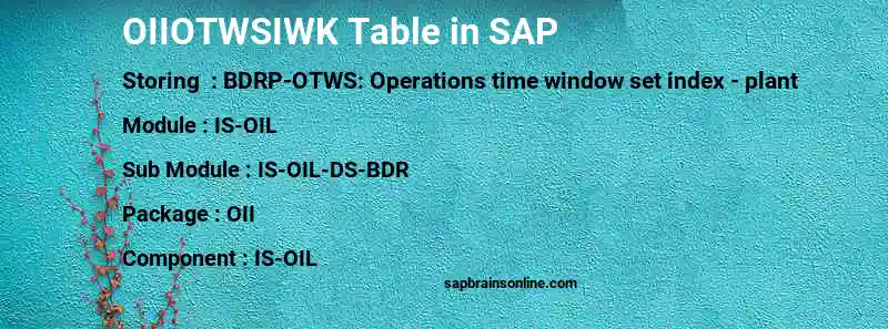 SAP OIIOTWSIWK table