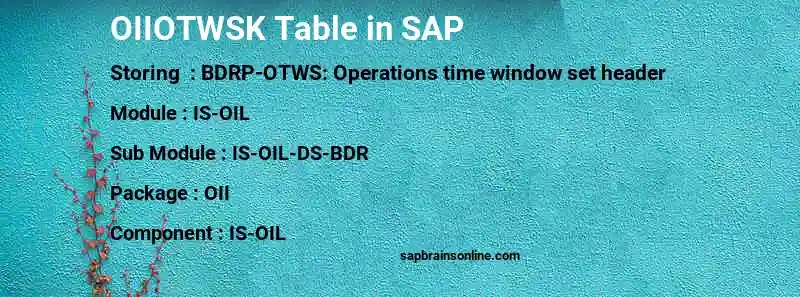 SAP OIIOTWSK table