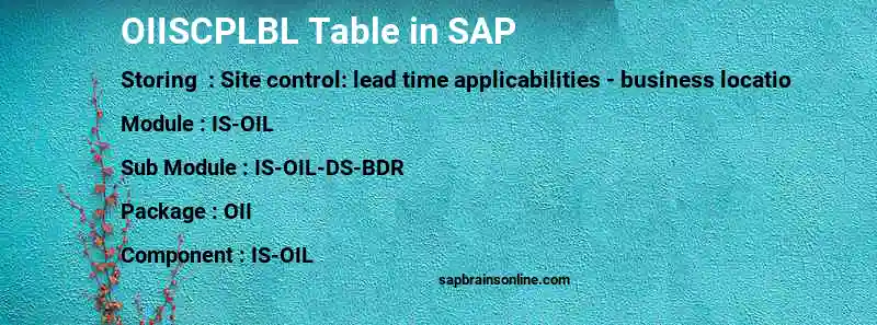 SAP OIISCPLBL table