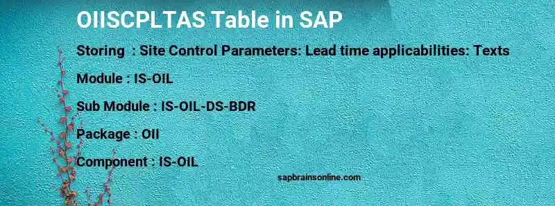 SAP OIISCPLTAS table