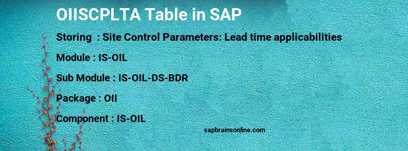 SAP OIISCPLTA table