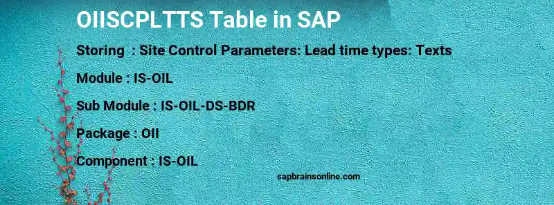 SAP OIISCPLTTS table