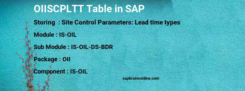 SAP OIISCPLTT table
