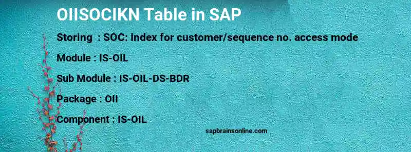 SAP OIISOCIKN table