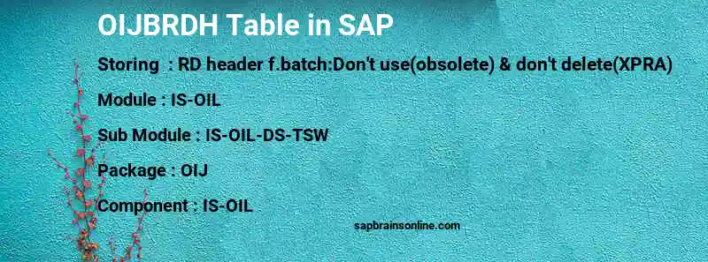 SAP OIJBRDH table